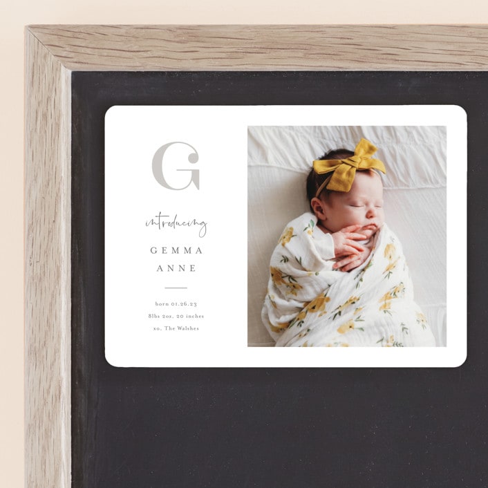 "Initial Love" - Birth Announcements in Gray by Carolyn MacLaren - Front