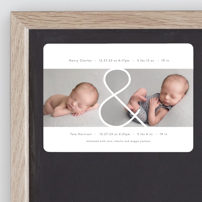 "Twin & Twin" - Birth Announcements in Snow by Lauren Chism - Front