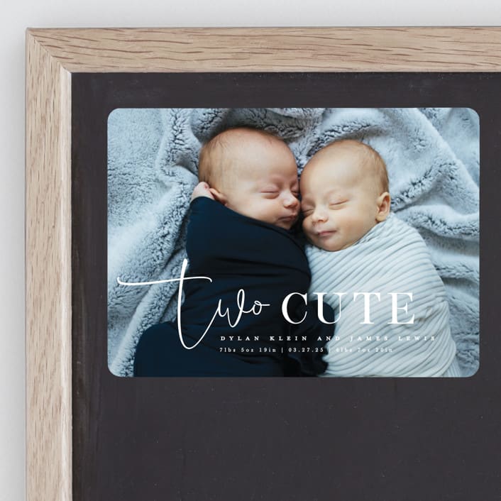 "Two Cute" - Birth Announcements in Silk by Creo Study - Front