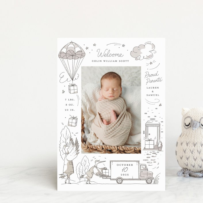 "Special Delivery" - Birth Announcements in Slate by Morgan Ramberg - Front