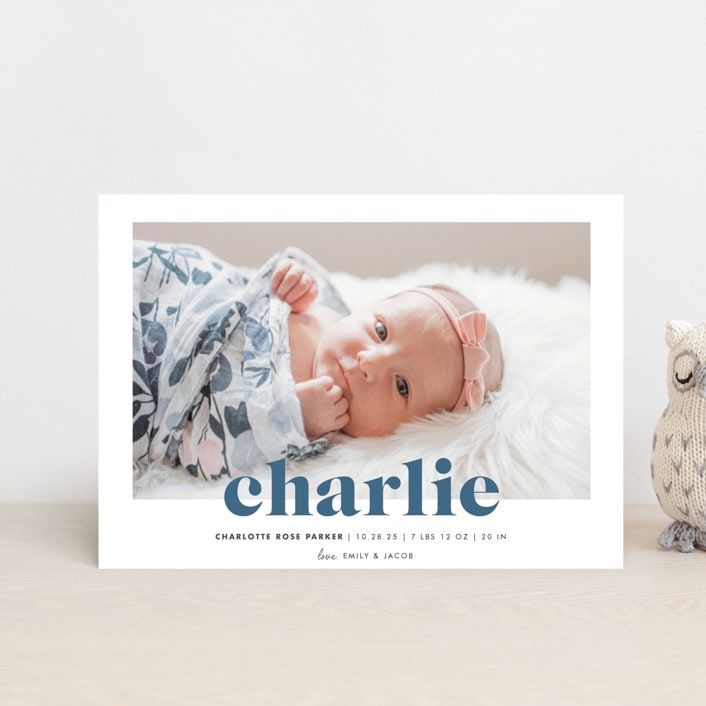 "Bold Nickname" - Birth Announcements in Bluebird by Shirley Lin Schneider - Front