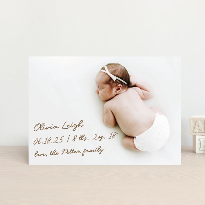 "Signed with Love" - Birth Announcements in Bark by AK Graphics - Front