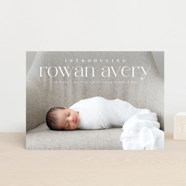 "Exemplary" - Birth Announcements in Cotton by Olivia Raufman - Front