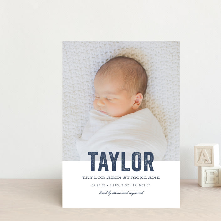"Statement" - Birth Announcements in Marine by Sara Hicks Malone - Front