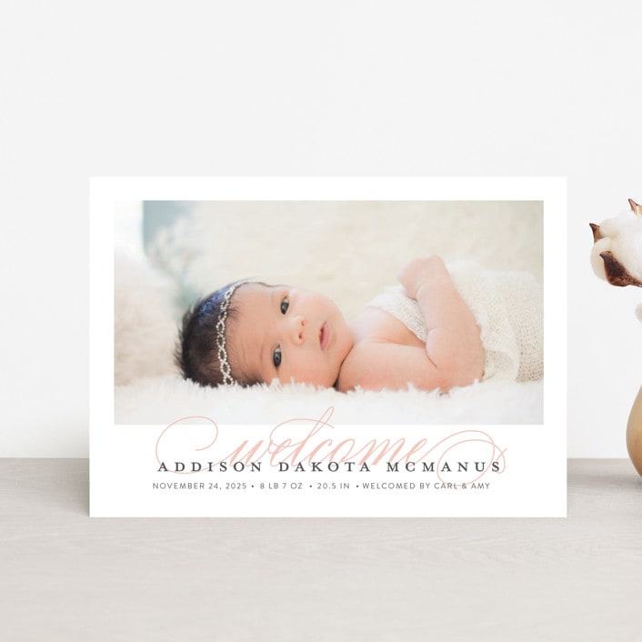"Graceful Entrance" - Birth Announcements in Flamingo by Jessica Williams - Front