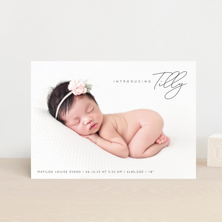 "Nickname Intro" - Birth Announcements in Raven by Olivia Raufman - Front