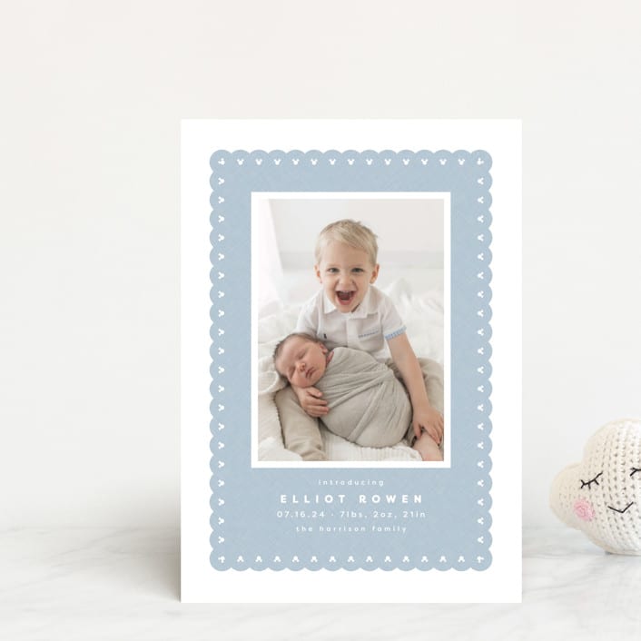 "Mickey fabric frame" - Birth Announcements in Chambray by Lea Delaveris - Front