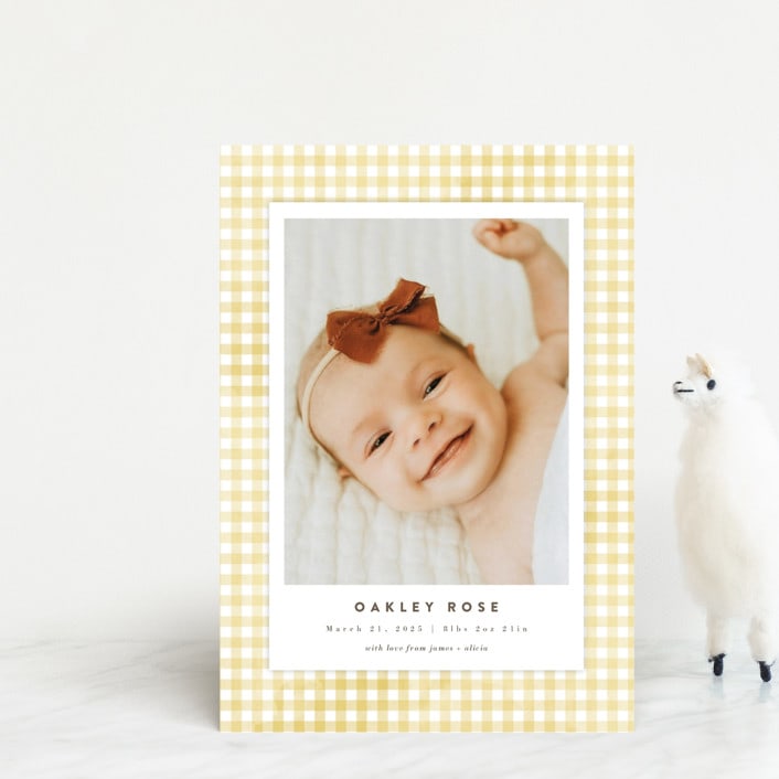 "Gingham" - Birth Announcements in Marigold by Jessie Steury - Front