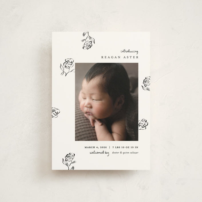 "The Flora" - Birth Announcements in Lily of the Valley by Pixel and Hank - Front