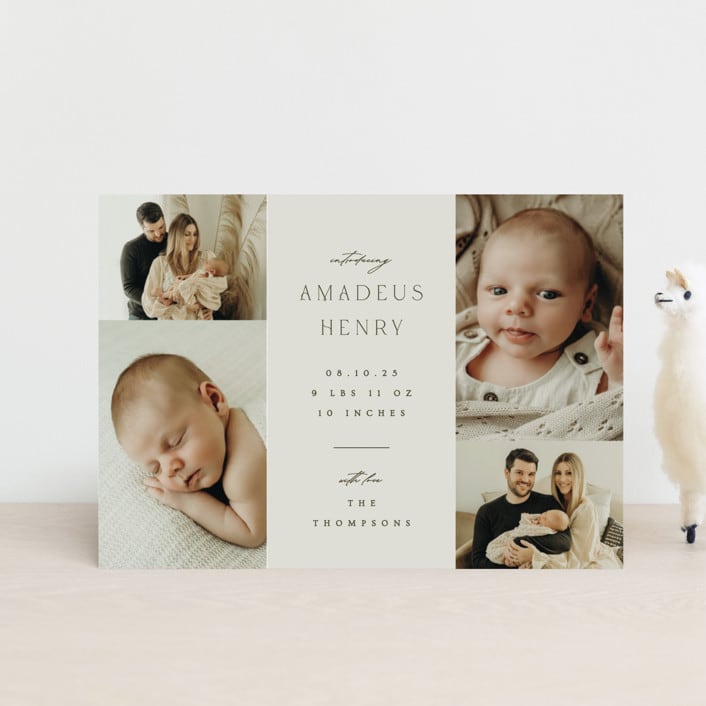 "Photo Stack" - Birth Announcements in Boho Neutral by Ana Sharpe - Front