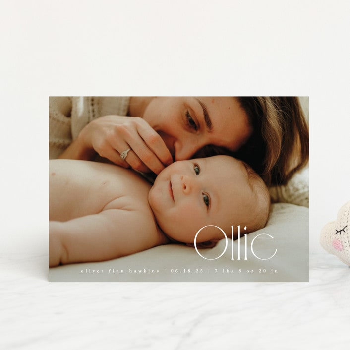 "Ollie" - Birth Announcements in Cotton by Kristie Kern - Front