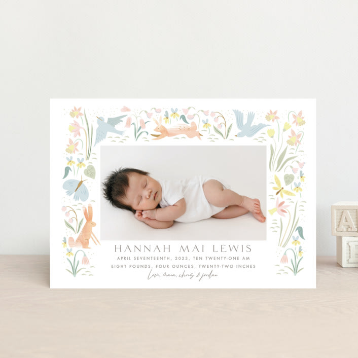 "Baby Garden" - Birth Announcements in Sky by Eve Schultz - Front
