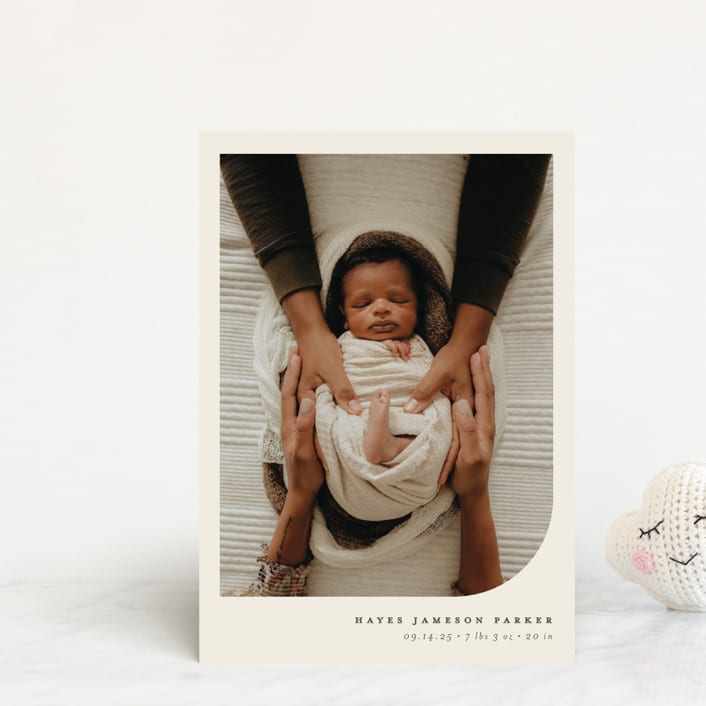 "Simple Photo" - Birth Announcements in Almond by Brianne Larsen - Front