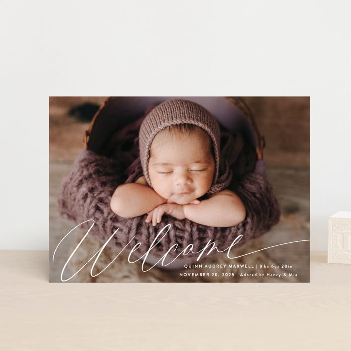 "Swoop" - Birth Announcements in Cloud by Jackie Crawford - Front