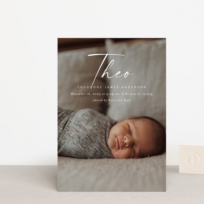 "Complete" - Birth Announcements in Linen by Kasia Labocki - Front