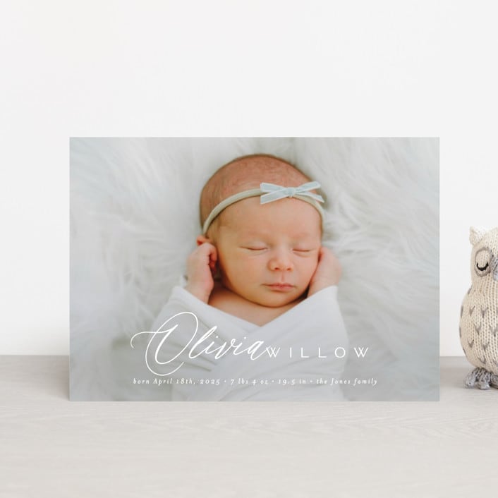 "Serenity" - Birth Announcements in Cloud by Everett Paper Goods - Front