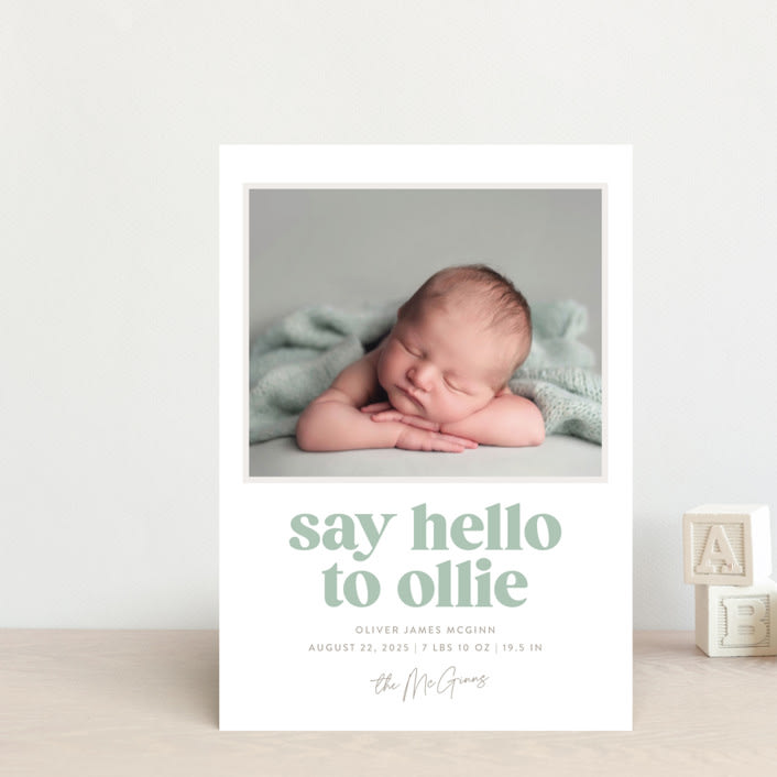 "Clarke" - Birth Announcements in Mint by Robert and Stella - Front