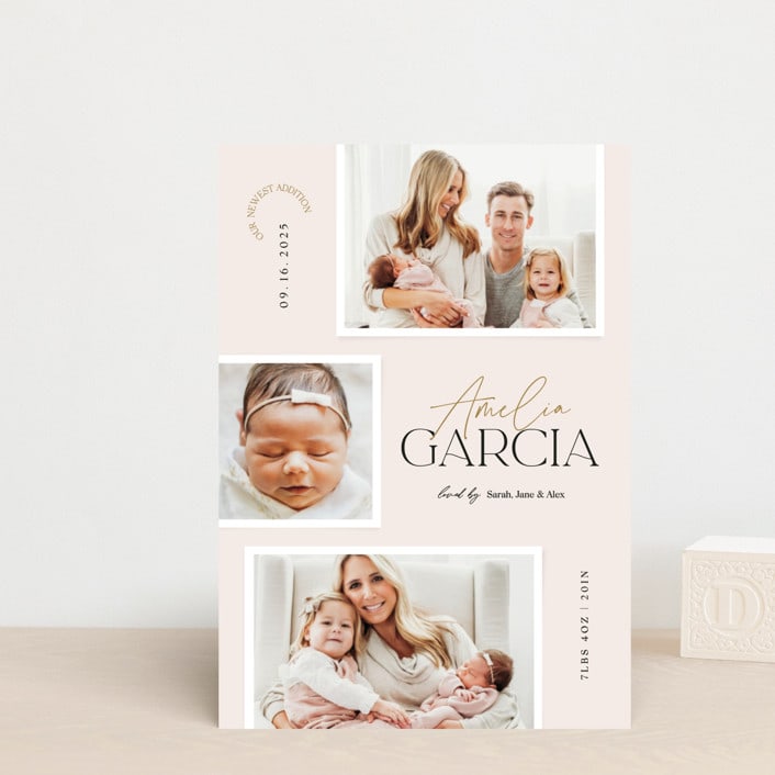 "Meet our baby" - Birth Announcements in Blush by Elan Studio - Front