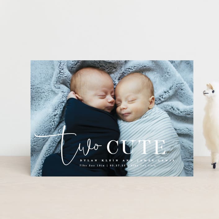 "Two Cute" - Birth Announcements in Silk by Creo Study - Front