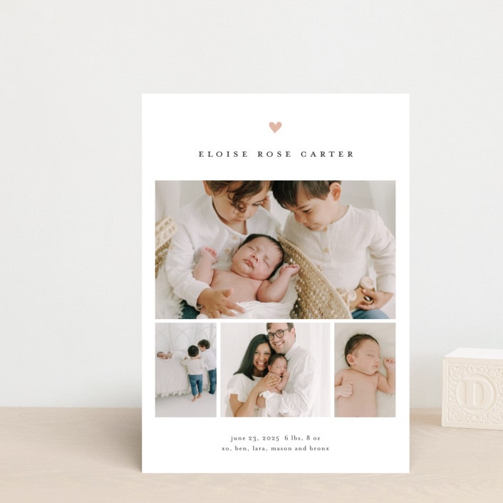 "Our whole heart" - Birth Announcements in Rose by Stacey Meacham - Front