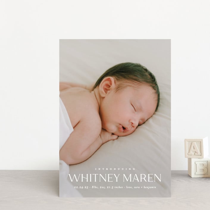 "Baby Classic" - Birth Announcements in Cloud by Carolyn MacLaren - Front