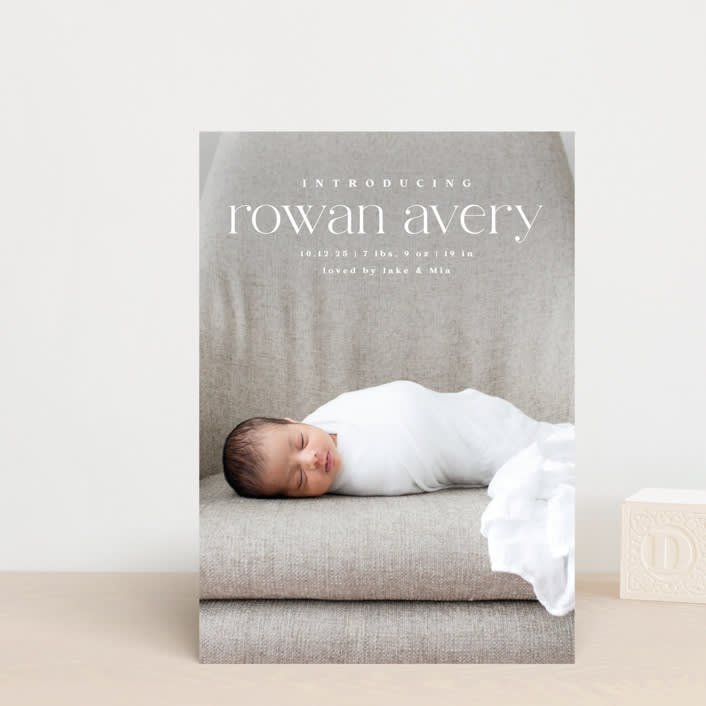 "Exemplary" - Birth Announcements in Cotton by Olivia Raufman - Front