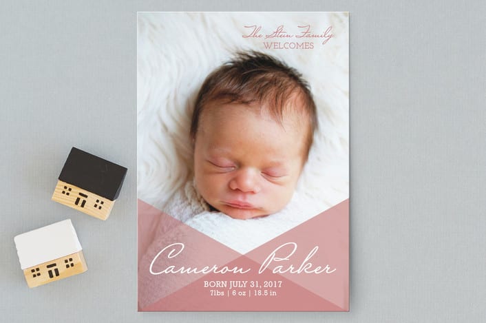 "Say Hello" - Birth Announcements in Peach by Jessie Steury - Front
