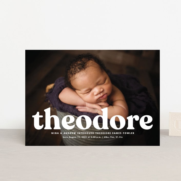 "Modern Vintage" - Birth Announcements in Ghost by Lea Delaveris - Front