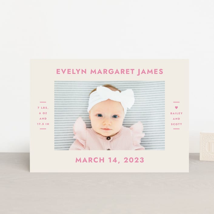 "present perfect" - Birth Announcements in Peony by Megan Davis - Front