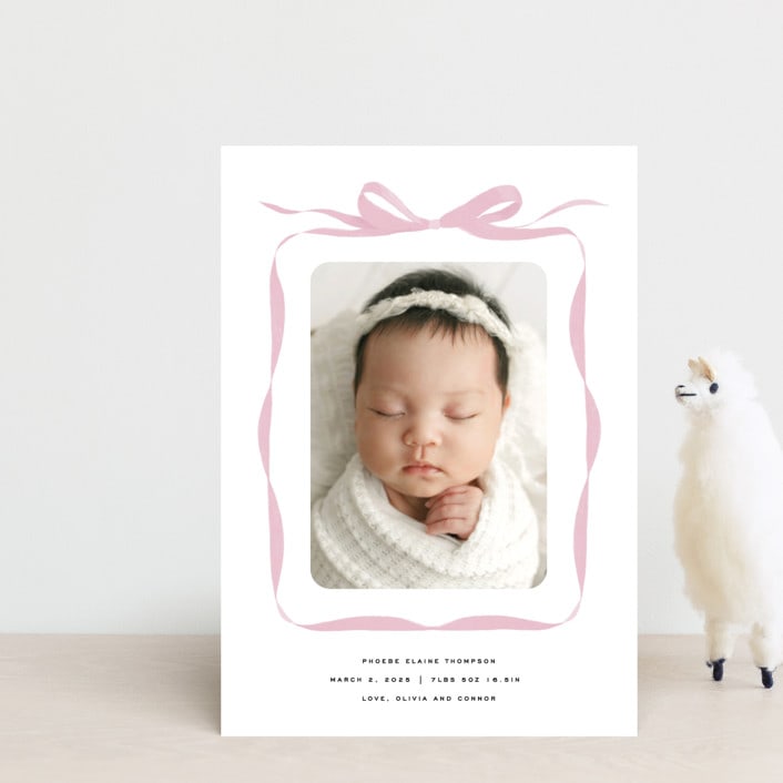 "Bow" - Birth Announcements in Poppy by Olivia Kanaley Inman - Front
