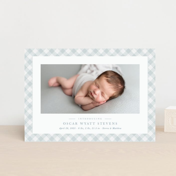 "Checked" - Birth Announcements in Sky by Lea Delaveris - Front