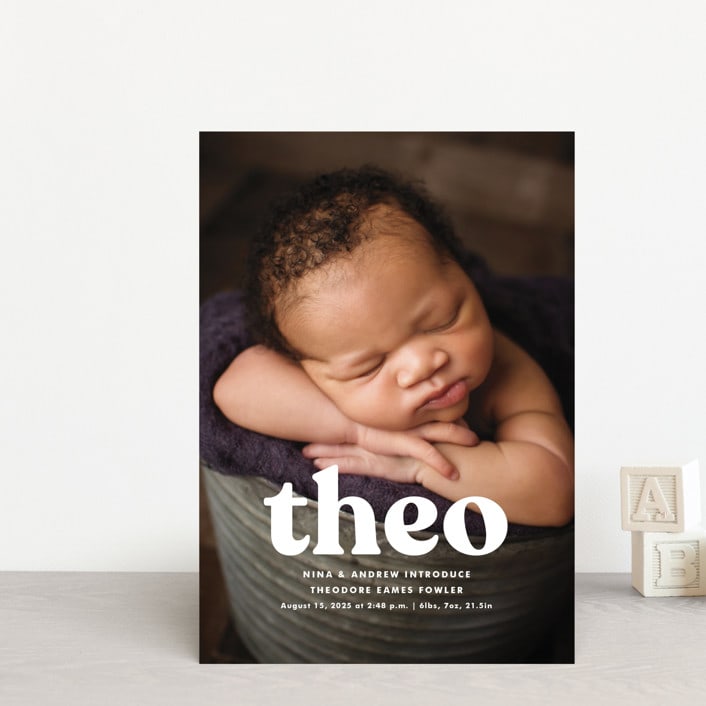 "Modern Vintage" - Birth Announcements in Ghost by Lea Delaveris - Front