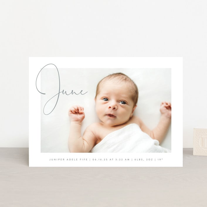 "Chic Introduction" - Birth Announcements in Storm by Olivia Raufman - Front