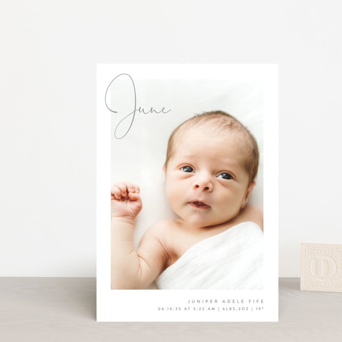 "Chic Introduction" - Birth Announcements in Storm by Olivia Raufman - Front