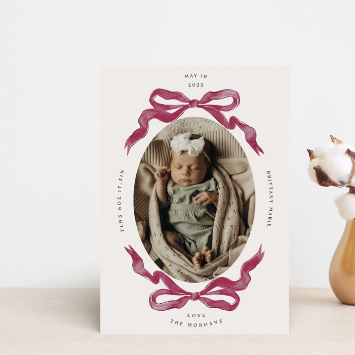 "Gibson" - Birth Announcements in Berry by Pati Cascino - Front