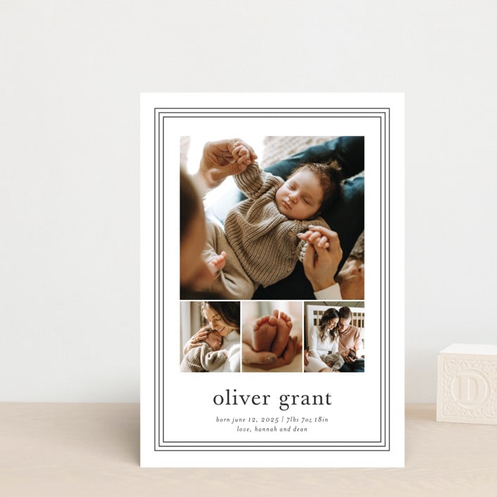 "Classy frame" - Birth Announcements in Cotton by Stacey Meacham - Front