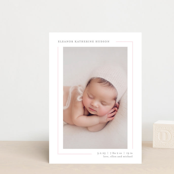 "Simply Serene" - Birth Announcements in Blush by Lauren Chism - Front