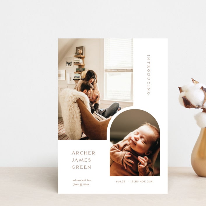"Modern Inset" - Birth Announcements in Cotton by Robin Ott - Front