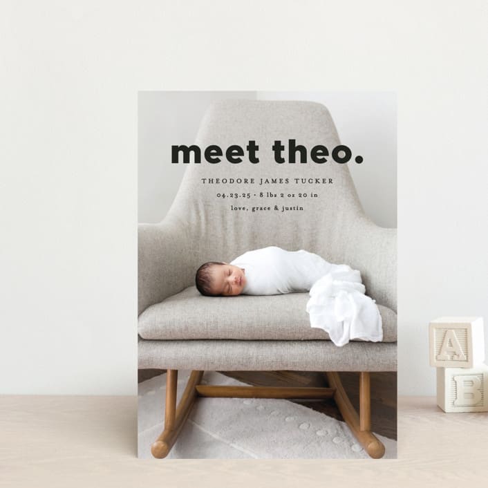 "Simple Statement" - Birth Announcements in Onyx by Erica Krystek - Front