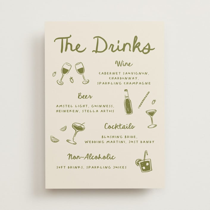 "Playful Doodles" - Bar Signs in Olive by Carmia Jordaan - Front