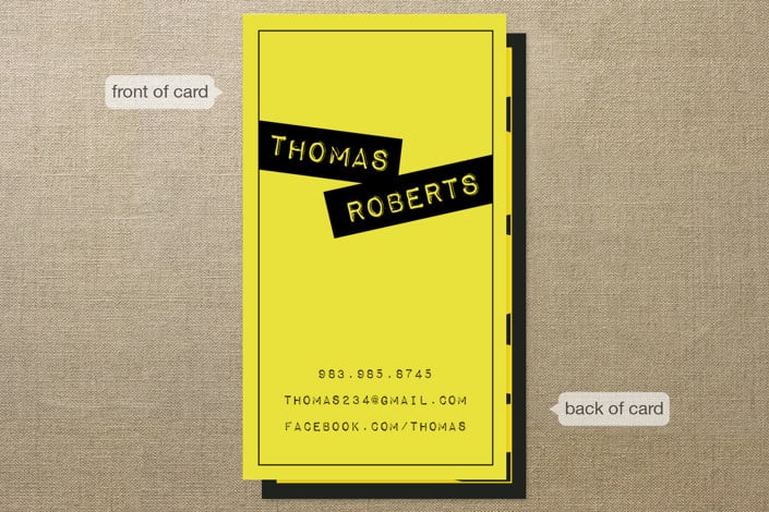 "Simple and Twisted" - Business Cards in Yellow by Ana Gonzalez - Front