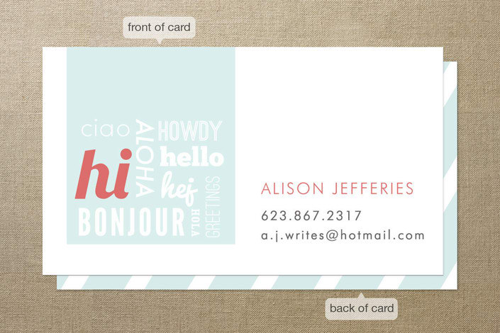 "Hello Hello Hello" - Business Cards in Blue by Paper Rose - Front