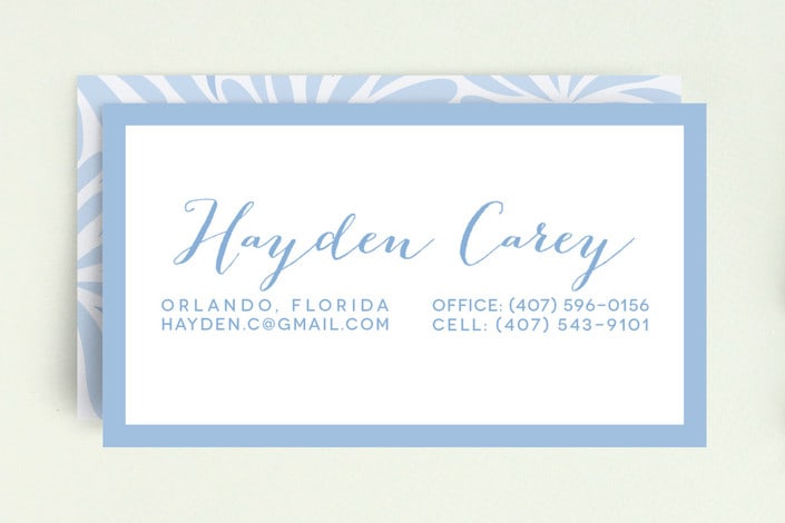 "Chrysanthemum Flourish" - Business Cards in Sky by LollieJ - Front