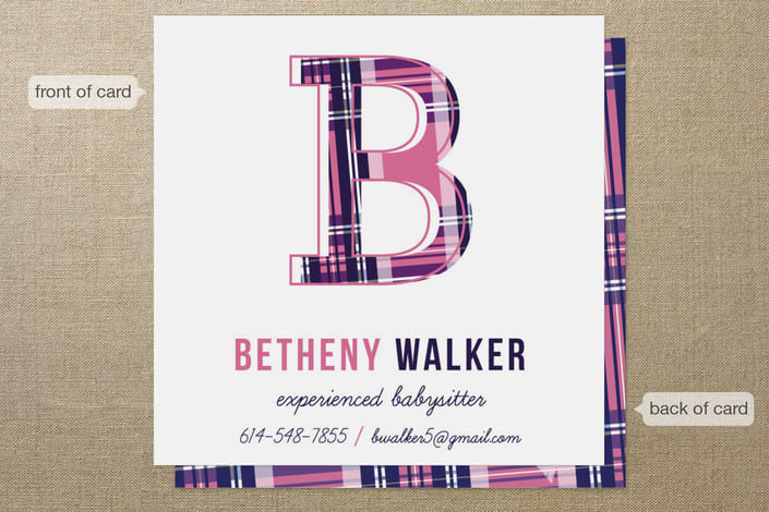 "Babysitters Club" - Business Cards in Soft Pink by Paige Rothhaar - Front