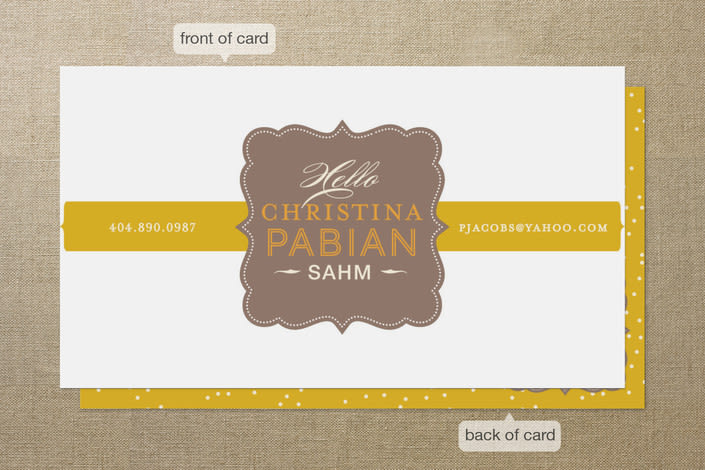 "Stay at Home Mom" - Business Cards in Golden Yellow by chica design - Front