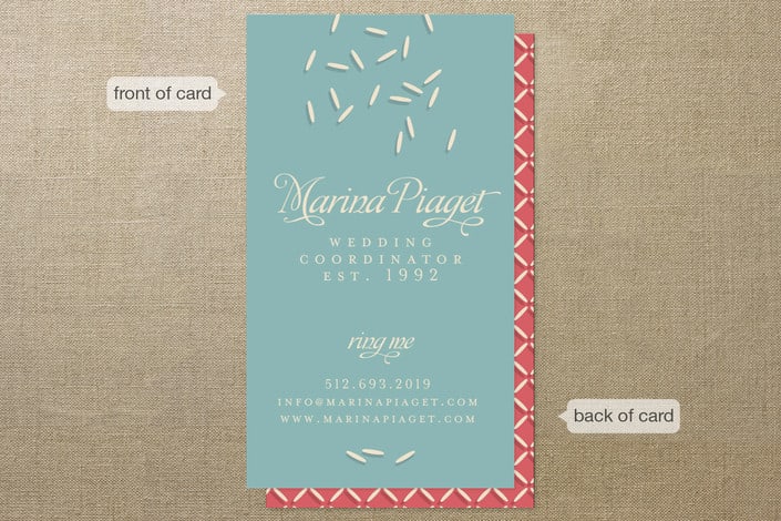 "Wedding Coordinator" - Business Cards in Robin's Egg Blue by Jody Wody - Front