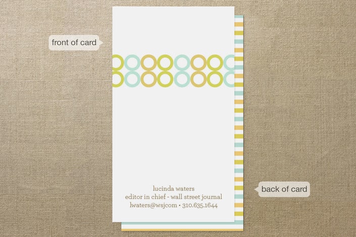 "Colorful Impression" - Business Cards in Seafoam by Robert True of Waui Design - Front