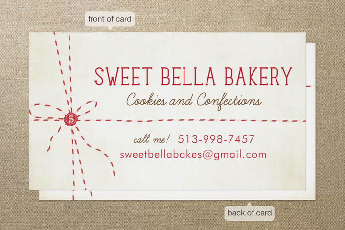 "Baker's Twine" - Business Cards in Cherry by Paige Rothhaar - Front