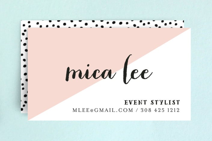 "Half" - Business Cards in Light Rose by Susan Brown - Front