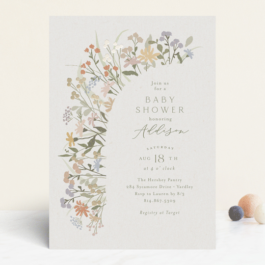 "Meadow flowers" - Baby Shower Invitations in Vanilla by Jennifer Wick - Front